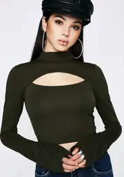 [Poster Grl] Army Lucky Streak Cut-Out Top