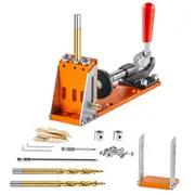 30 Pcs Pocket Hole Jig Kit, Adjustable & Easy to Use Pocket Hole Jig System with Step Drills, Wrenches, Drill Stop Rings, and Square Drive Bits, Dual Scale Marks for DIY Carpentry