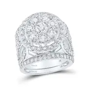 14k White Gold Round Diamond Halo Bridal Wedding Ring Set 4 Cttw