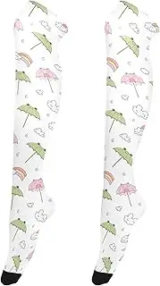 [Caihoyu] Thigh High Socks for Tall Women Casual Long Stockings Over Knee Thigh Socks for formal Events Cute Frog Pattern, Cute Frog Pattern