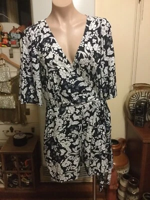 PORTMANS BNWT blue White Shortsuit Cross Over Bodice SHort Sleeves Size 14