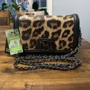 Badgley Mischka Small Leopard Crossbody Clutch Purse Bag