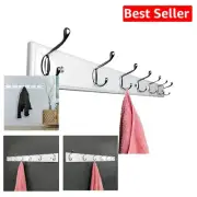Durable 35.4-Inch White Wall Coat Rack with Seven Hooks - Perfect for Any Room