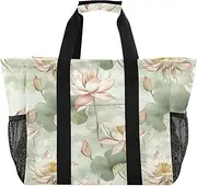 [sanluoli] Bag Collapsable Beach Tote With Compartments Canvas Carrying Tote, Flower Peach Retro Vintage, 1 size