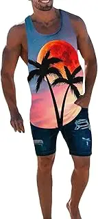Running Tops for Men Casual Sports Outdoor Print Round Neck Sleeveless T Shirt Vest Cute Athletic Tops Men