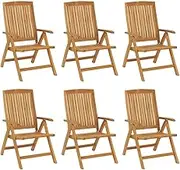 vidaXL 6X Reclining Garden Chairs Outdoor Seating Patio Wooden Furniture Backyard Terrace Lounge Deck Chair Foldable Solid Wood Teak
