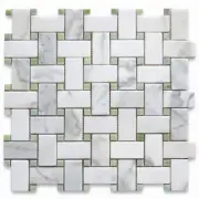 G652XH Calacatta Gold Green Jade Calcutta Marble Basketweave Mosaic Tile Hone