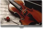 [LKHDS] Slim Aluminum Alloy Business Card Holder Violin Sheet Music Pocket Business Card Case Portable Business Card Wallet Business Card Holders Handheld Card Box for Women Men, style, One size, Style