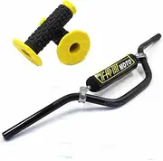 22mm Universal Handlebar with Yellow Hand Grips for Off-Road Motorcycle Dirt Bike High Rise Handlebar & Bar Pad