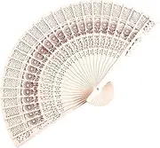 [STKARCV] 1PCS Wedding Hand Fragrant Carved Folding Fan Chinese Wooden Fan Vintage Hollow Antiquity Folding Fan Home Decor