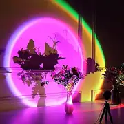 Sunset Lamp Projection, 17 Colors Changing Projector LED Mellow Floor Lamp Rainbow Night Light 360 Degree Rotation for Vlog, Party,Bedroom, Home Living Room Bedroom Living Room Bring Modern Sunset Red Lamp