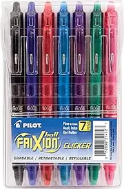 PILOT FriXion Clicker Erasable, Refillable & Retractable Gel Ink Pens, Fine Point, Assorted Color Inks, 7-Pack Pouch (31472)