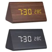 Triangle Wooden Led Smart Alarm Clock Digital Desktop Clock Voice Control Clocks