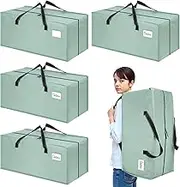 4 Pack Heavy Duty Moving Bags with Backpack Straps, Waterproof Clothes Storage Bag, Large Packing Bags with Zips for Moving Travelling Camping Garden Tools
