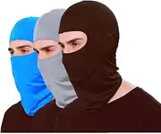 [JIALWSJWAN] Balaclava Face Mask, Set of 3, Blue, Gray, Brown, Black, Blue, Gray, One Size