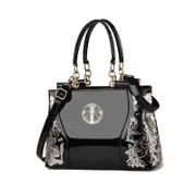 Nevenka Patent Leather Sequins Handbags for Ladies Hobo Bag-Black