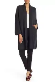 $545 NWT Vince Shawl Collar Wool Blend Open Front Gray Cardigan sz M