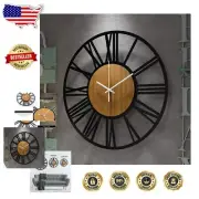 Battery-Operated 24-Inch Antique Wall Clock - Silent Non-Ticking Decor