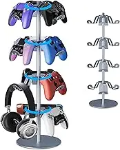 ANSHAWTIY 4-Layer Rotating Aluminum Alloy Game Controller Stand - Compatible with PS5, Xbox, Switch Controllers,Headphone Stand Effortless Drill-Free Installation with Easy Adjustment
