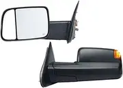 Towing Mirrors Pair Set Power Heated With Signal & Puddle Light Manual Controlling Compatible For Dodge 2002-2023 Ram 1500 2500 3500(2002-2008)