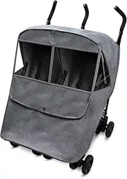Manito Melange Twin/Double Stroller Weather Shield/Stroller Cover, Water-Repellent, Weather Protection for Rain, Snow, Wind & Cold, All Season (Black Grey)