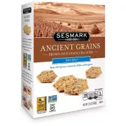 Sesmark Ancient Grains, Brown Rice Snack Crackers, Sea Salt, Six 3.5 oz Boxes