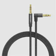 Vention BAZBH 3.5mm Male to Right-Angle Male Audio Cable - 2m - Black Cotton braided - Aluminum alloy [BAZBH]