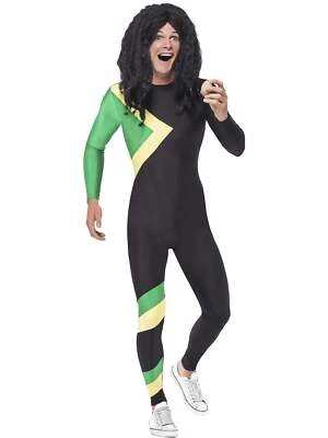 Cool Mail Jamaican Hero Sports Sprinter Running Suit Fancy Dress Costume