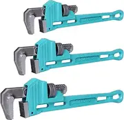 [ESCULTORA] 3PCS Pipe Wrench Set, 10Inch 14Inch 18Inch Chrome Vanadium Steel Plumbers Wrench, Durable and Wear Resistant Plumbing Wrench, Perfect for Pipes, Gas Tanks, Bathroom Kitchen Sinks, Workshops
