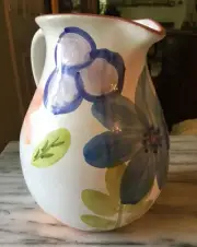 8" Fruit Stand Crate & Barrel Pitcher Summery Colors Made In Portugal NEW!!!!