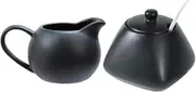 RockTrend Black Simple Ceramic Coffee Serving Set, Creamer Pitcher and Sugar Bowl Set