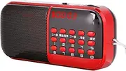 Red Portable FM Radio MIni Music Speaker Radio with 2 TF Card Slot and Large LCD Display Support 87.5-108MHz FM Stations, Long Play Time, Hifi Sound