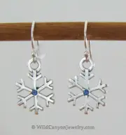Sterling Silver Snowflake Earrings with blue crystals
