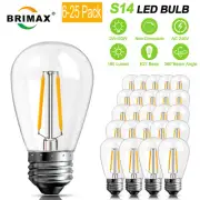 E27 LED Bulbs Outdoor Edison Bulbs 2W S14 for Festoon String Lights 6/12/25PCS