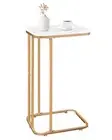 C Shaped End Table, 27 inches High Side Table for Couch 1 Snow White + Gold
