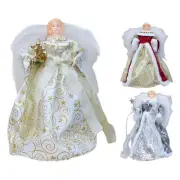 Christmas Angel Tree Topper With White Feather Wings,Christmas Tree Topper