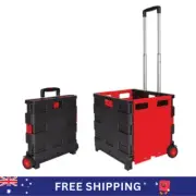 Foldable Shopping Cart Portable Folding with Wheels Grocery Basket Trolley Crate