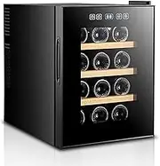 TT-YED Home Wine Refrigerator, Constant Temperature Wine Cellar with Glass Door, Tabletop Air-Cooled Wine Cabinet, 10-18 Bottle Capacity, LED Lighting, Single Zone Wine Cooler,C