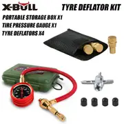 X-BULL Tyre Deflators Tire Automatic 4WD Pressure Gauge & 4 Brass Deflator