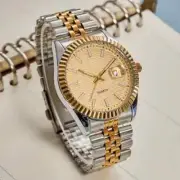 Men's Elegant Stainless Steel Watch Dress Date Quartz Movement Two Tone Luxury