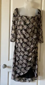 Floret Studios Black Floral Off The Shoulder Boho Dress NWT $108 Medium