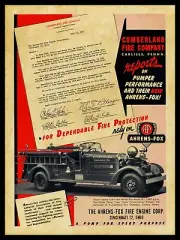 1947 Ahrens Fox Fire Engines NEW Metal Sign: Cumberland Fire Co. Carlisle, PA