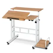 [Unbranded] Artiss Laptop Desk Table Adjustable Light Wood 80C