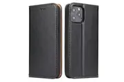 For iPhone 12 Pro/12 Case Leather Flip Wallet Folio Cover with Stand Black