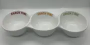 ViceVersa White "Pea Pod" Shape 3 part Serving Snack Party Bowl 10inch Ceramic