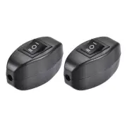 Cord Switch On-Off-On Control SPDT Feed-Through Rocker Switch Black 2Pack