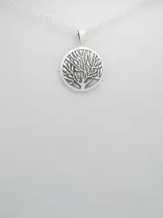 Celtic Tree of Life .925 Sterling Silver Round Antiquated Pendant Necklace