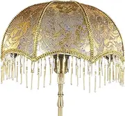European Vintage Lamp Shade with Tassels Victorian Fringe Lamp Shade 7.87x7.48 Inch Decorative Dome Pendant Light Shade for E27 Table Lamps, Floor Lamps, Fringe Lamp Shade, Victorian Lamp Shade