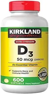 Kirkland Signature Maximum Strength Vitamin D3 2000 Iu 600 Softgels Bottle Personal Healthcare Health Care