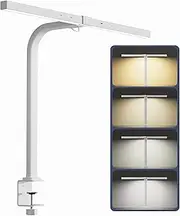 deeloop 48cm LED Desk Light,CRI 95+ Bright Desk Lamp for Home Office, 4 Colors & Infinite Dimming Reading Lamps with Timer & Memory Function, Standing Lamp with Clamp for Table Working Monitor